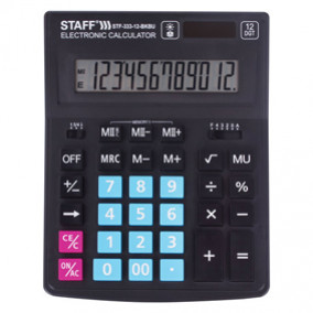 Калькулятор STAFF PLUS STF-333-BKBU (200x154мм), 12 разрядов, двойное питание, ч-синий