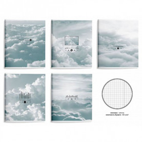 Тетрадь 48л клетка "SOUND IN CLOUDS" двойная обл., soft touch, LOREX