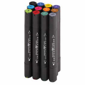 Набор маркеров для скетчинга ART CLASSIC, 12цв., базовые цвета, двустор. 1мм-6мм, BRAUBERG
