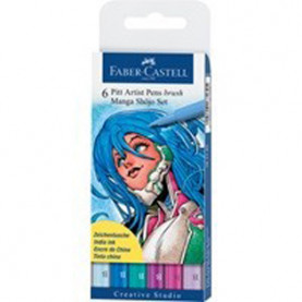 Набор капиллярных ручек Faber-Castell "Pitt Artist Pen Manga" ассорти, 6шт., 0,3мм/Brus 
