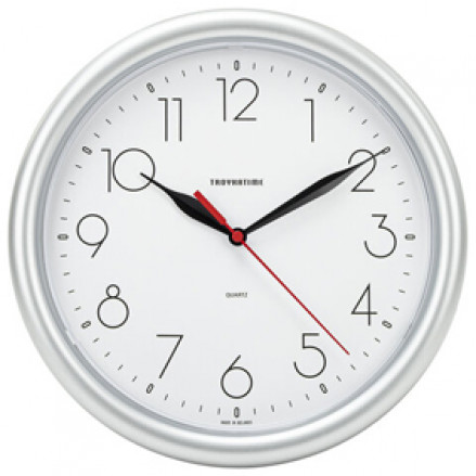 Настенные часы Тройка, 21270212 круг, белые, серебристая рамка, 24,5х24,05х3,1см