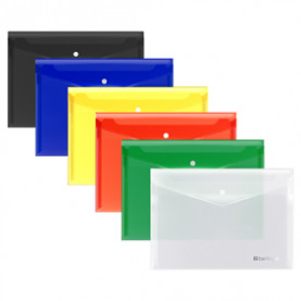 Конверт на кнопке А4 "No Secret", 200мкм, полупрозр, ассорти, Berlingo