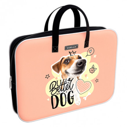 Папка с ручками A4+ на молнии Jack Russell, ткань, ErichKrause®