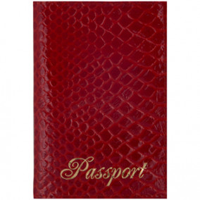 Обложка для паспорта "Питон" кожа, красный, OfficeSpace