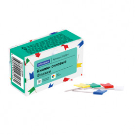 Кнопки силовые/флажки 50шт., ассорти, карт. упаковка, OfficeSpace, 