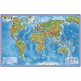 Карта настенная интерактив. Мир. Физическая 101х66см, 1:29 млн. в тубусе