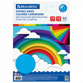 Картон цветной А4 10л/10цв, тонированный, Брауберг