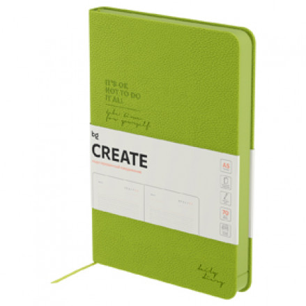 Ежедневник н/дат. А5, "Create"136л., твердый,  кожзам, цв, срез,  ассорти, BG