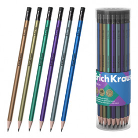 Карандаш ч/г Metallic, трехгранный, с ластиком, HD, EK