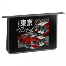 Папка д/тетрадей А4 1 отд., "Tokyo Racing", пластик, на молнии, ArtSpace 
