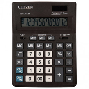 Калькулятор Citizen Bussiness Line CDB1201BK, 12 разрядов, двойное питание, 205x155 мм