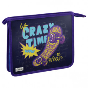 Папка д/тетрадей А5 1 отд. "Crazy Time", пластик, на молнии, ArtSpace 