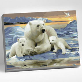 Картина по номерам Полярные медведи, цветной холст (40х50) 