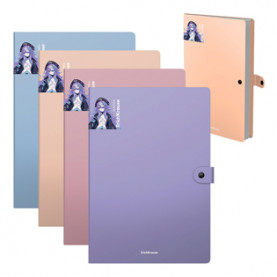 Папка-картотека A4 4 отдел. на кнопке Soft Manga, ассорти, EK