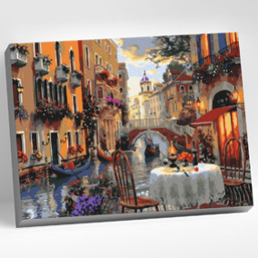 Картина по номерам Венецианский ресторан, цветной холст (40х50) 