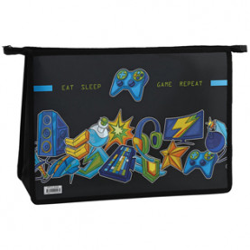 Папка д/тетрадей А4 2 отд. "Gamer", пластик, фольга, на молнии, ArtSpace 