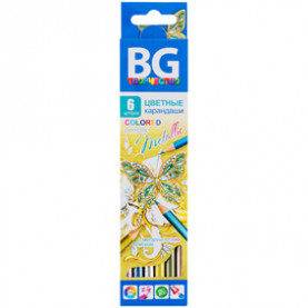 Карандаши 6 цв. "Metallic", круглые, метал.эффект, 3,0мм, BG
