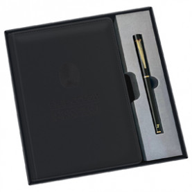 Ежедневник А5 н/дат, "Будь собой" + ручка, кожзам, подар.коробка, черный, BG