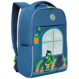 Рюкзак GRIZZLY 28*39*12,5см, 2 отделения, 3 кармана, укрепленная спинка, джинсовый