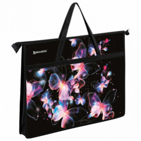 Папка для художественных работ А3, Butterflies, на молнии, пластик, Brauberg