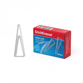 Скрепки 32мм,100шт., треугольные, никел., ЕК