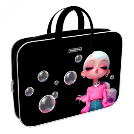 Папка с ручками A4+ на молнии Bubble Girl, ткань, ErichKrause®