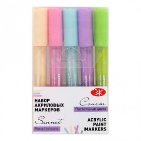 Набор акриловых маркеров Сонет "Пастельные цвета", 5 цветов