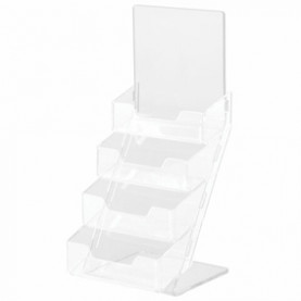 Подставка для визиток 4 кармана 95*20мм, настольная, Brauberg 