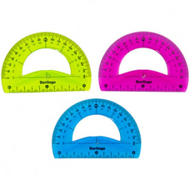 Транспортир 10см 180 гр. "Flexy", гибкий, ассорти, Berlingo