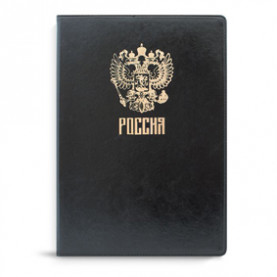 Папка А4 Сафир, кожзам, тверд. переплет, фольга, черный, Феникс