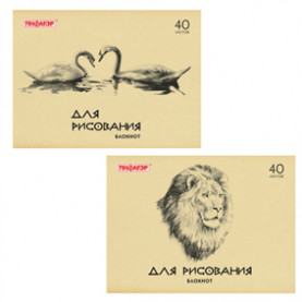 Блокнот д/рис. А4 40л., "Лебеди/Лев" скоба, обложка офсет, горизонт. ПИФАГОР