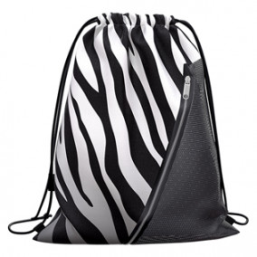 Мешок для обуви 50х41см "Black&White Zebra", с карманом на молнии, ЕК