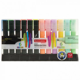 Набор текстовыделителей "ORIGINALt", 1-5мм, 12 цв., Brauberg