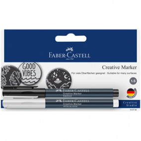 Набор маркеров для декорирования "Creative" белый/черный, пулевидный, 1,5мм, Faber-Castell 