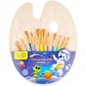 Набор кистей Мульти-Пульти 12шт., синт.: №: 3,6,8,10,12 + палитра