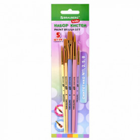 Набор кистей синтетика 5шт. (круглые - 1,2,5, плоские - 5,8), BRAUBERG KIDS