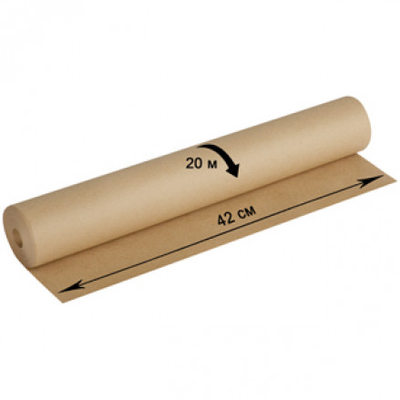 Крафт-бумага в рулоне для упаковки 420мм*20м, 78г/м2, OfficeSpace,