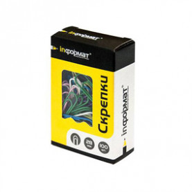 Скрепки 28мм.100шт. цветные, inФОРМАТ