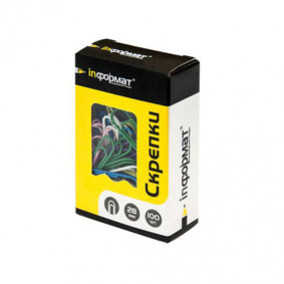 Скрепки 28мм.100шт. цветные, inФОРМАТ