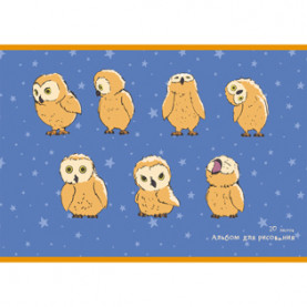 Альбом для рисования 20л А4 Совушки, скрепка, Listof