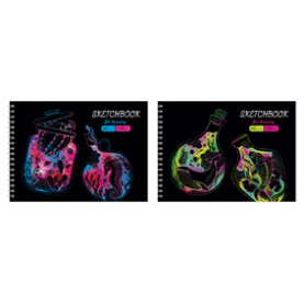 Скетчбук 60л., А5 "Imagine", на гребне, матовая ламинация, лак, 120г/м2, BG