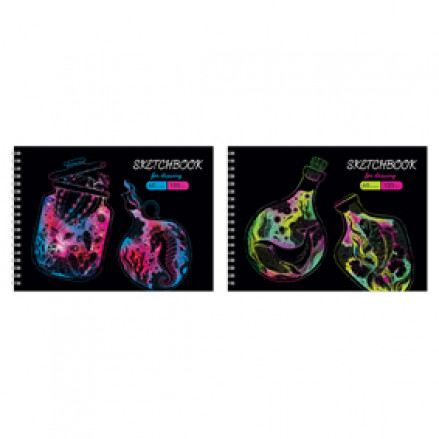 Скетчбук 60л., А5 "Imagine", на гребне, матовая ламинация, лак, 120г/м2, BG