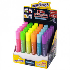 Гель с блестками, 10,5 мл, неоновые цвета ассорти, Юнландия