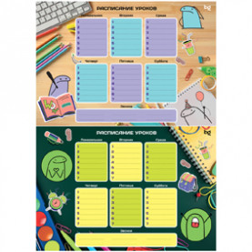 Расписание уроков с расписанием звонков A3 "Пиши-стирай. Trendy", ArtSpace