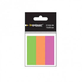 Закладки самокл. inФормат 15*50мм. 40шт.х 3цв., неон, бумажн
