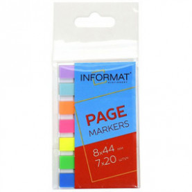 Закладки самокл. INFORMAT 44х8х20лх 7цв., пластик