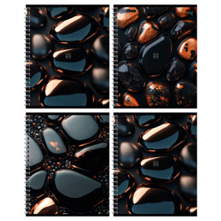 Тетрадь 48л клетка на гребне "Камни", выб. лак, BG