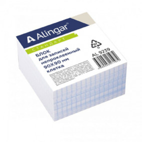 Блок для записи Alingar 9*9*5 см, клетка, непрокл.