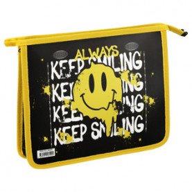 Папка д/тетрадей А5 1 отд. "Keep Smiling", пластик, на молнии, ArtSpace 