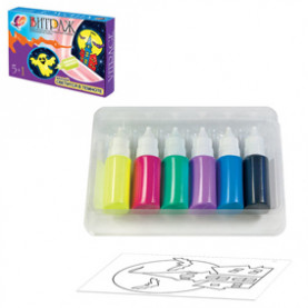 Набор акрил по стеклу "Витраж" 6цв.х 20 мл, шаблоны, 1 флуоресцентный, Луч 